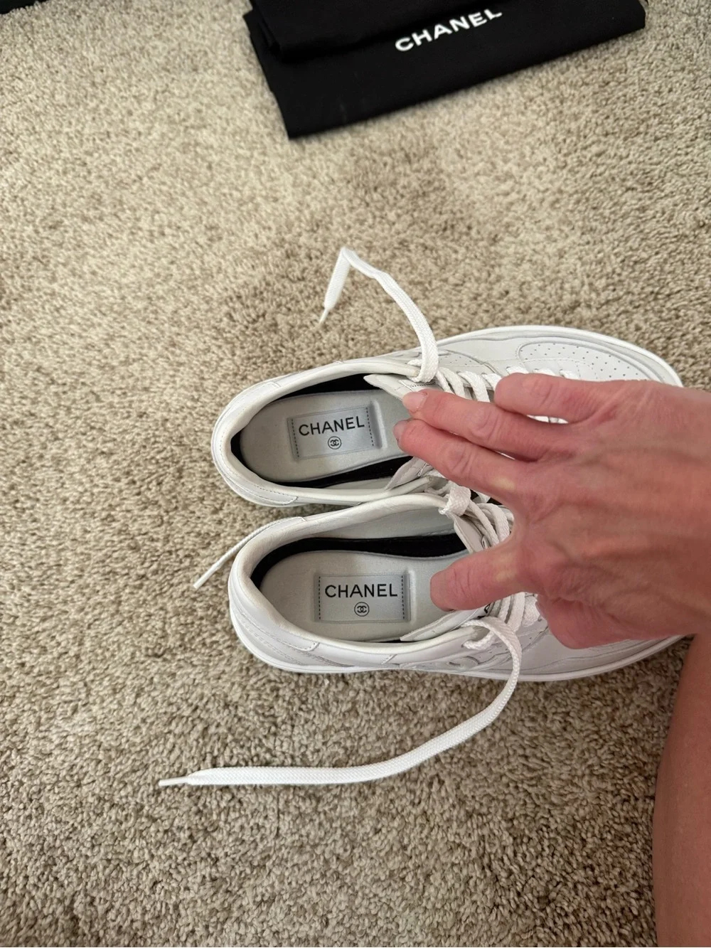 Chanel Leather CC Sport Runner Sneakers 23A Collection White Size 38.5